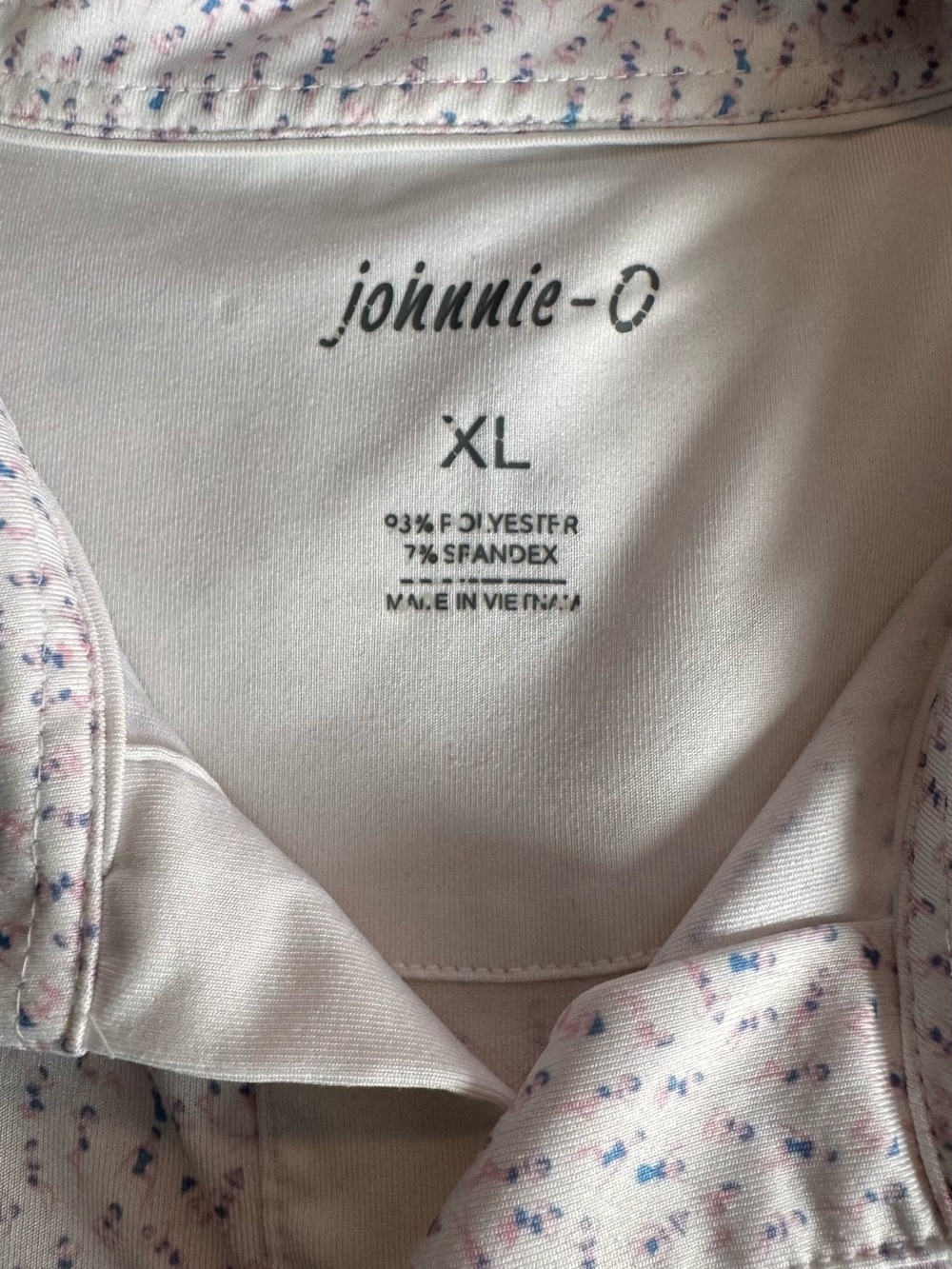 Johnnie-O XL Dancing Ladies White Novelty Print Polo Golf Shirt Performance - Picture 9 of 9